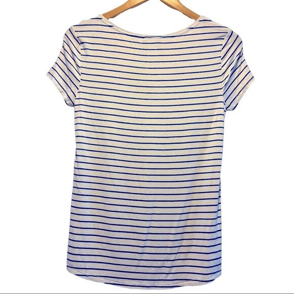 😊 3/$30 WHBM Striped Scoop Neck Short Sleeve Tee Rayon White & Blue - Picture 5 of 12
